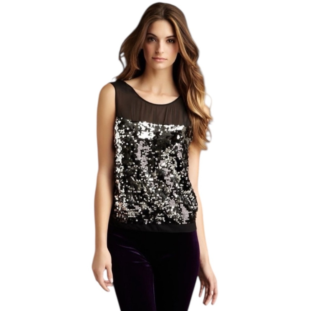 Sofia Vergara Black Sequin Sleeveless Top